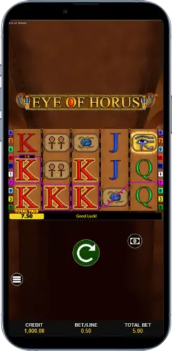 K Symbol Gewinn im Eye of Horus Slot
