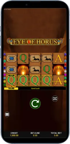 Q Symbol Gewinn im Eye of Horus Slot