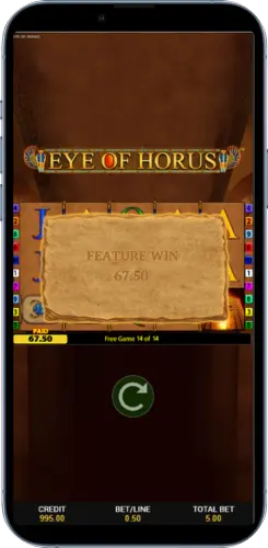 Feature Win nach Freispielen im Eye of Horus Slot